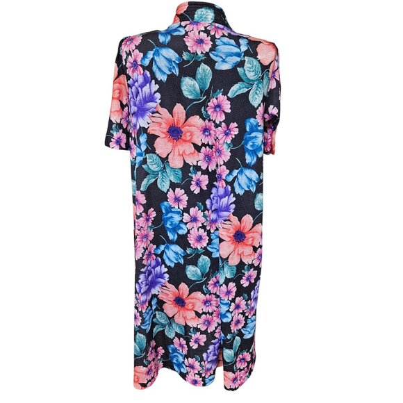 Vintage Lorraine Floral Button Down House Dress S Polyester Short Sleeve USA - Picture 3 of 10